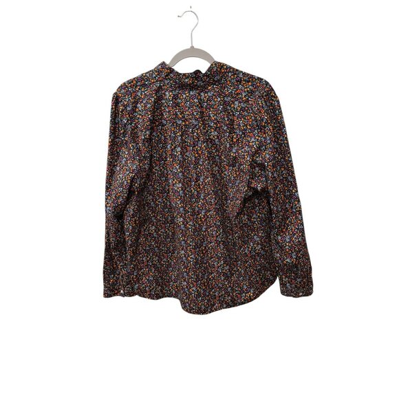 J.Crew Womens Floral Tie-Neck Blouse 2X Long-Sleeve Button-Up Lightweight Polyes - Picture 5 of 5